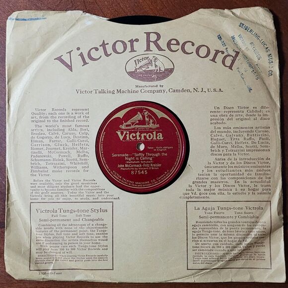 John McCormack Fritz Kreisler 78 Serenade - Softly Through The Night Is Calling - Picture 1 of 3